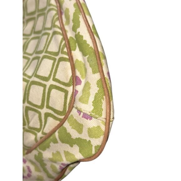 Spacious Fossil Purse‎ Canvas & Leather Trim Messenger Green with Brass headwear - Picture 15 of 16